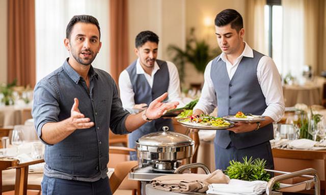 Responsabile eventi che organizza il servizio catering con una squadra